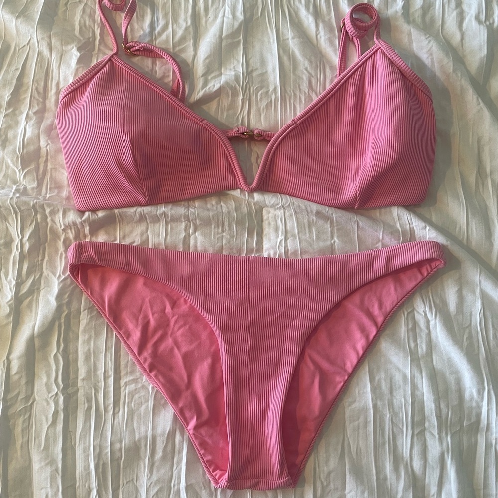 L Space Guava Ribbed Bikini